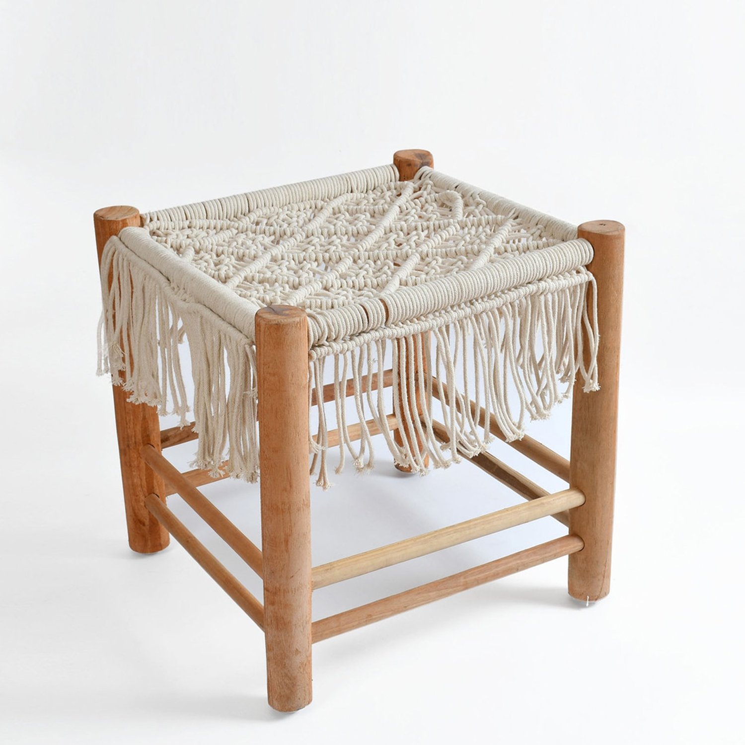 bohemian handmade furniture macrame ottoman stools manufacturer, Supplier and exporter
