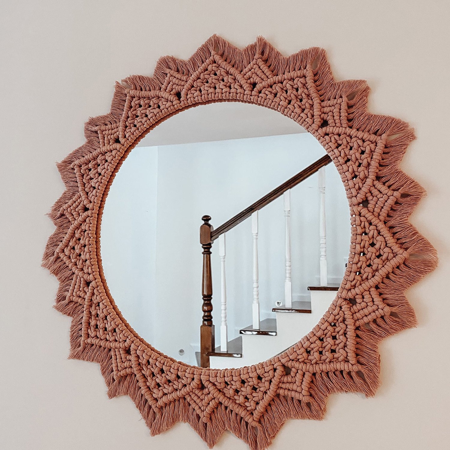 cotton handmade macrame wall decorative mirrors  manufacturer, Supplier and exporter