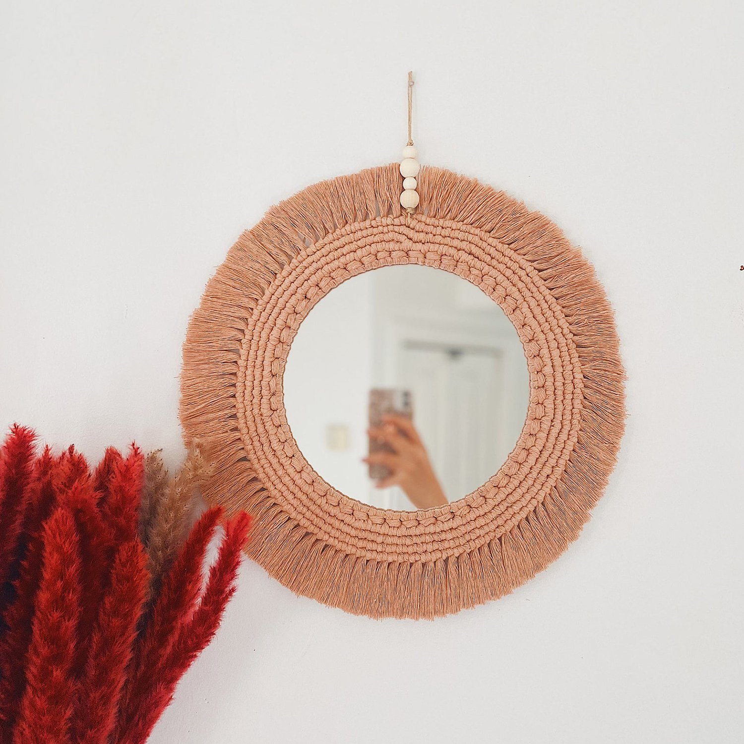 cotton handmade macrame wall decorative mirrors  manufacturer, Supplier and exporter
