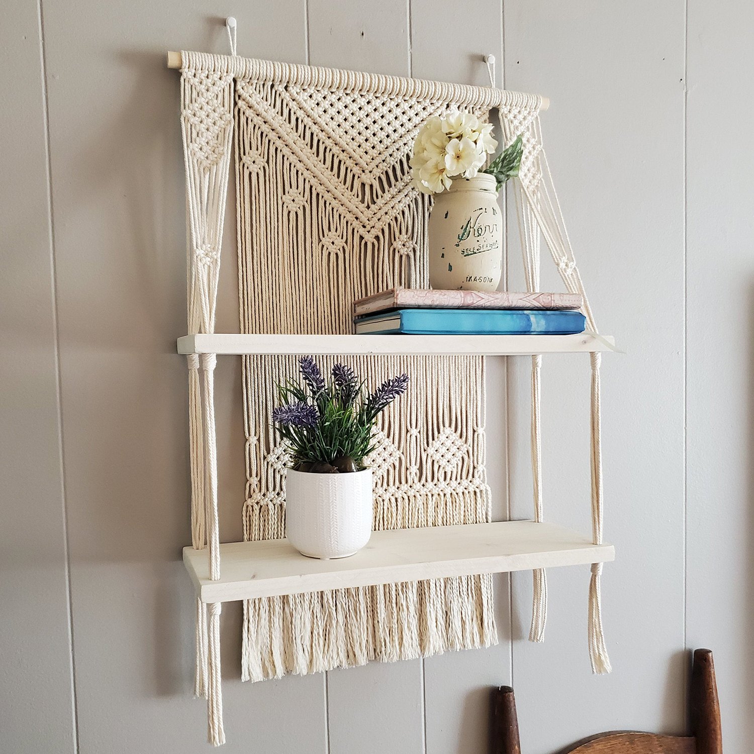 handmade macrame wall hanging shelf manufacturer, exporter and supplier