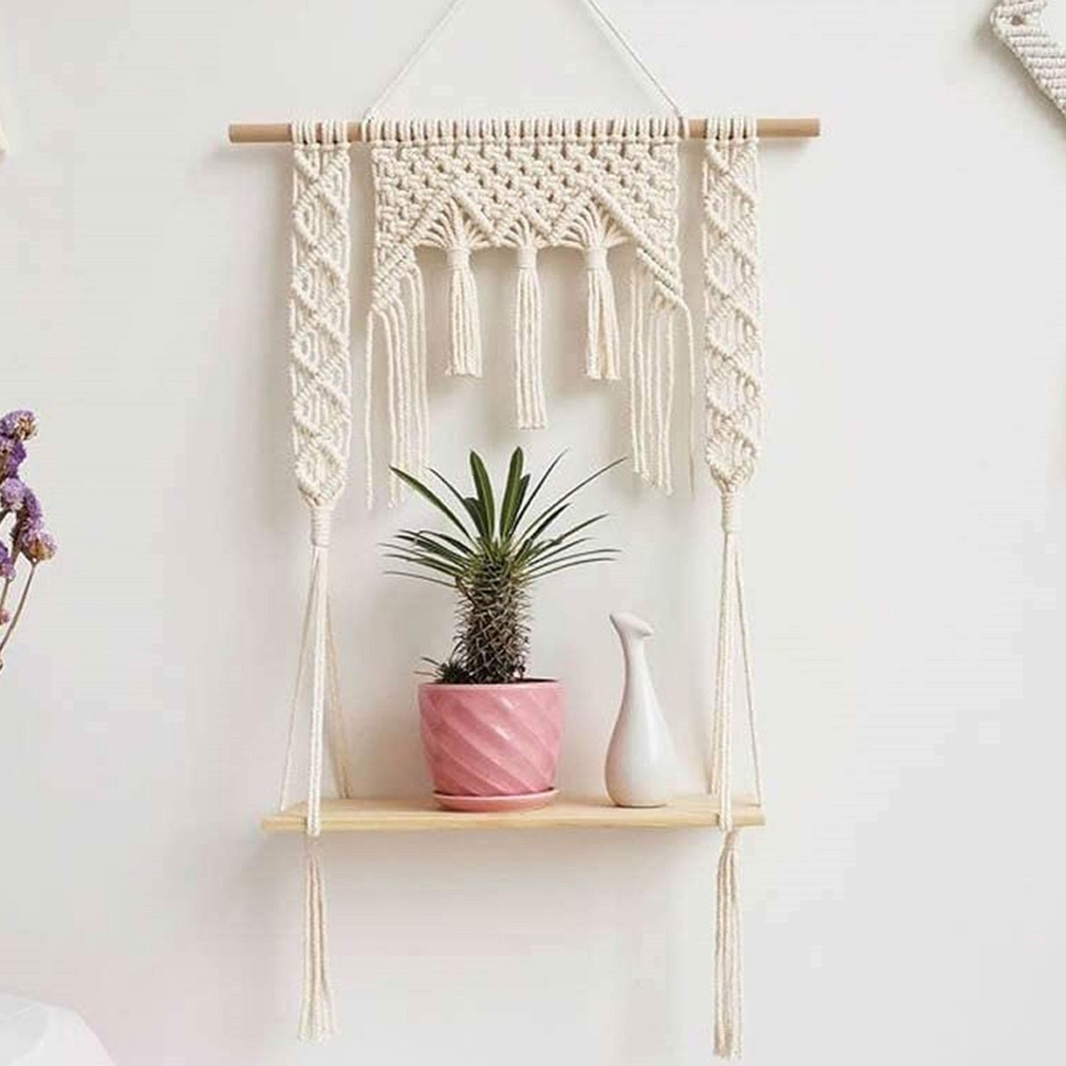 handmade macrame wall hanging shelf manufacturer, exporter and supplier